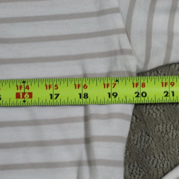 Abercrombie & Fitch Size Small Cream and Tan Striped Long Sleeve Crew Neck Shirt - Picture 3 of 5